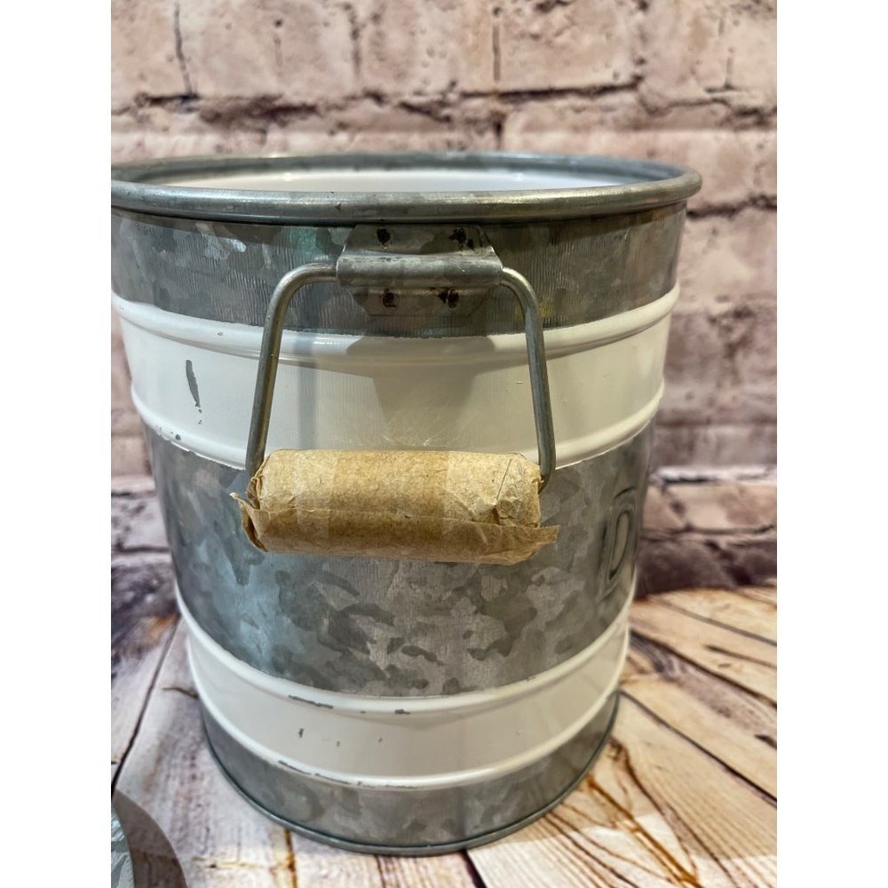 Unbranded Galvanized Metal Ice Bucket Silver White Drinks Rustic Farmhouse Decor - Picture 8 of 10